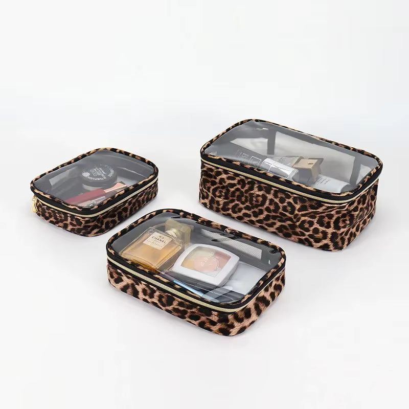Leopard Print Clear Makeup Bag/Organiser