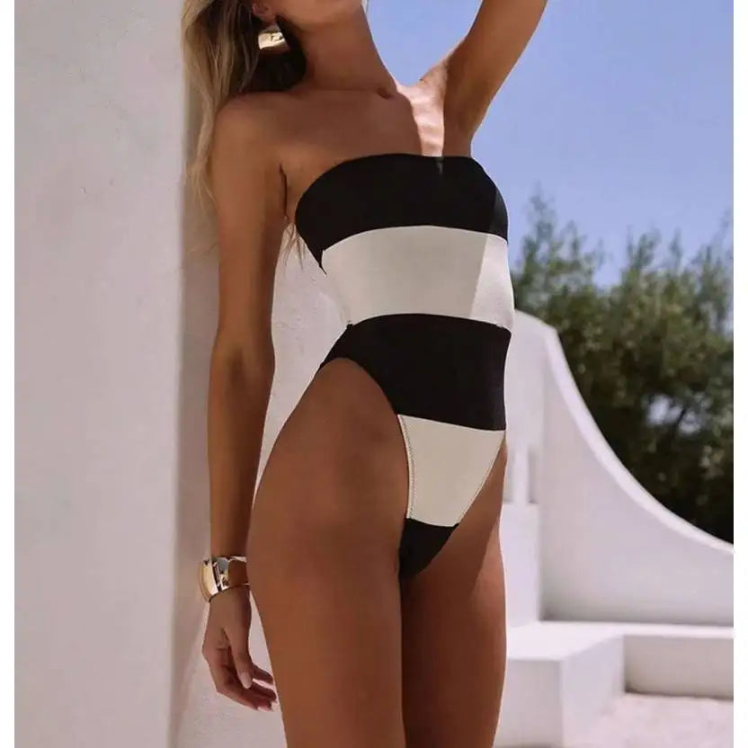 Sexy Ombre Color Block Monokini Swimsuit Summer Beach Swimwear Bathing Suit for Women