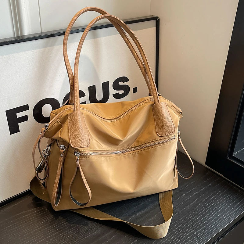 Vintage Nylon Women Shoulder Bag Large Capacity Waterproof Shoulder Bag Daily Commuting Handbag Travel Totes Bags Female Purses