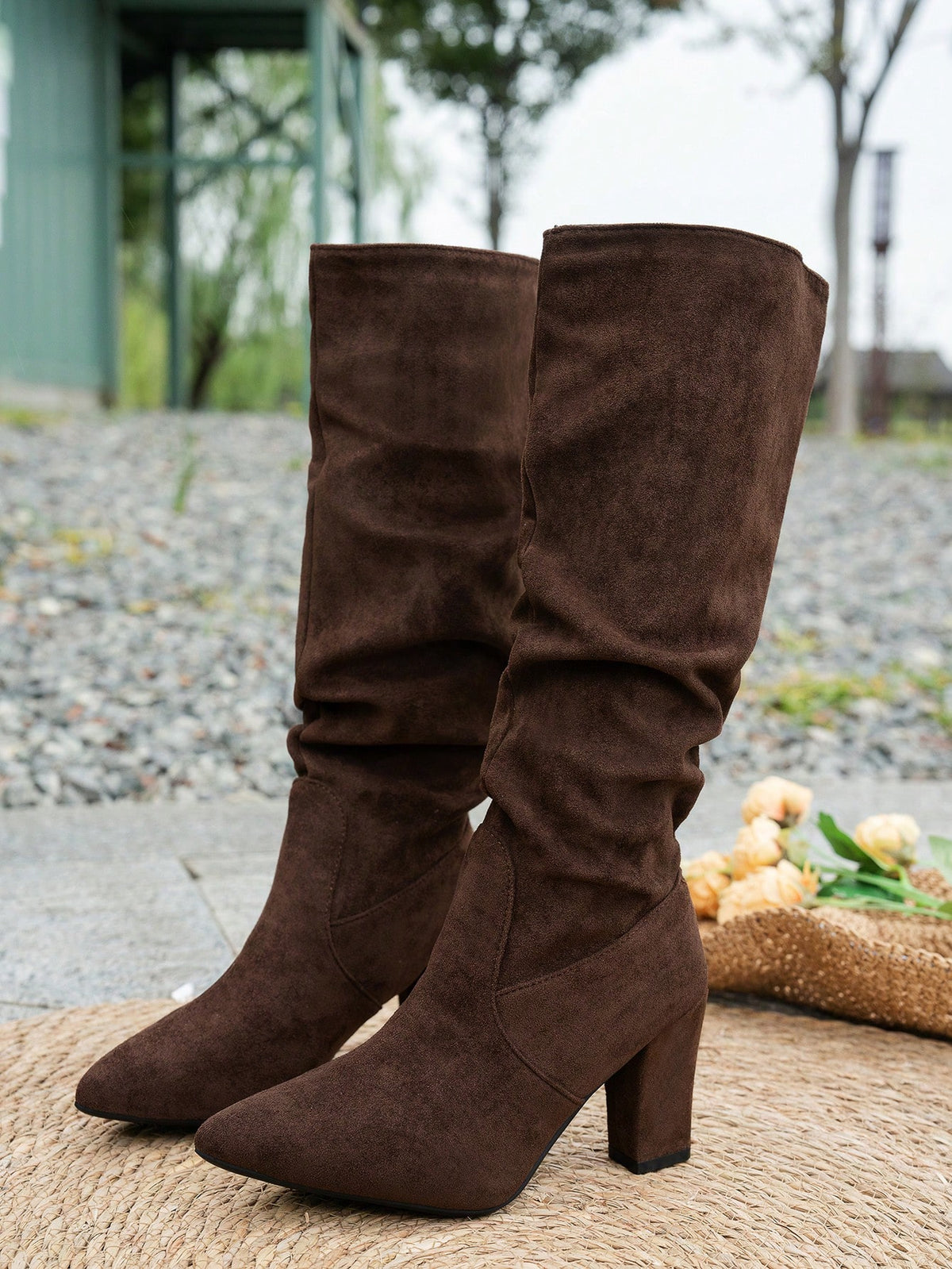 Fall/Winter Women'S Fashion Pointed Toe Pleated High Heel Boots
