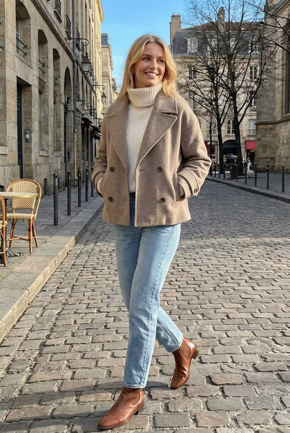 Women Fashion Solid Double Breasted Trench Jackets Vintage Lapel Neck Long Sleeves Female Chic Lady Outfits