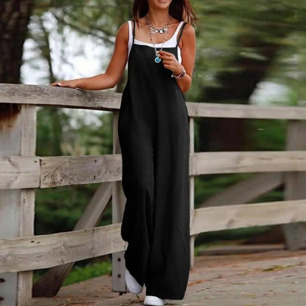 Cotton Blend plus Size Jumpsuit Women 2023 Autumncasual Solid Overalls Bodysuits Oversized Wide Leg Pants Female Clothing Rompe