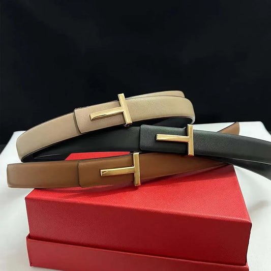 2025 Thin 2.5Cm Women Belt Designer Ladies Reversible Leather Belts for Women Female Belt Buckle for Jeans Dress Belt
