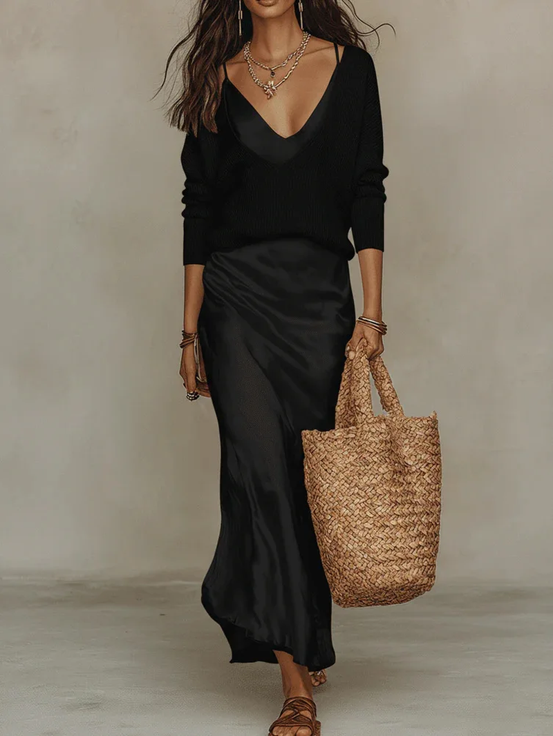 Luxe Satin Dress - Silver