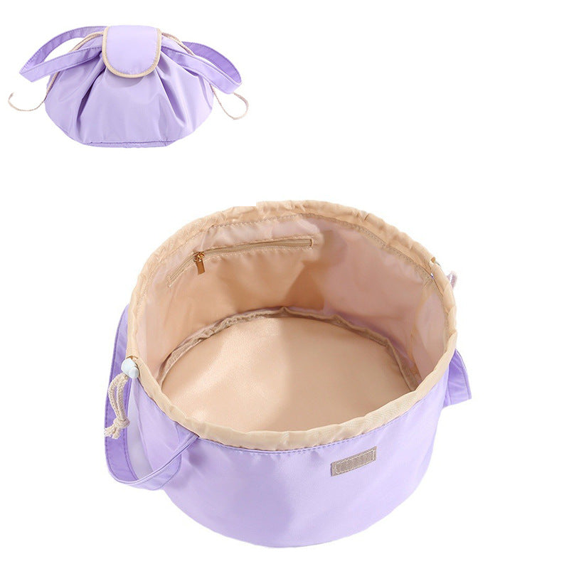 Barrel Drawstring Makeup Bag Large Capacity Women'S Cosmetic Bag Toiletries Organizer Pouch Lady Travel Storage Case