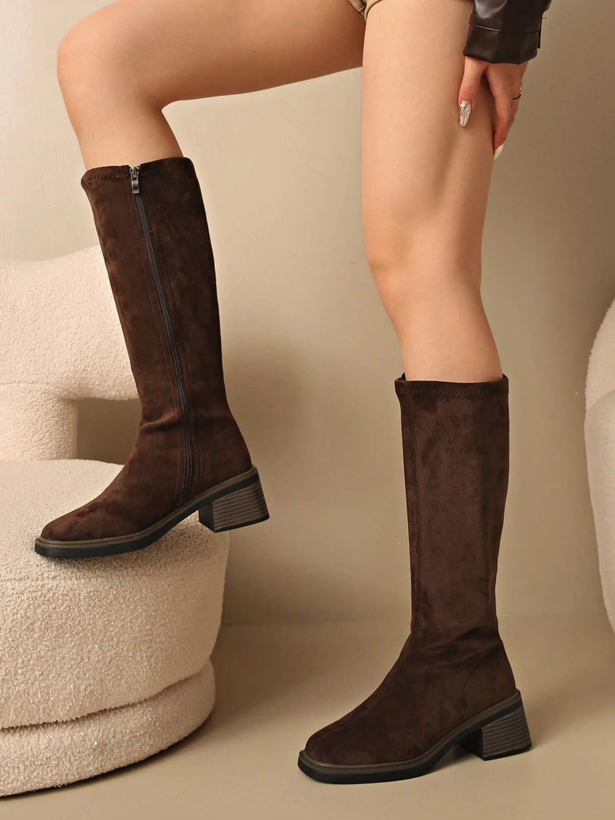 Fall/Winter New Mid-Heel Knee-High Riding Boots, Minimalist & Versatile Design for Women,Party