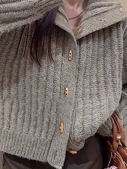Elegant Loose Turtleneck Women'S Sweater 2025 Korean Style Vintage Cardigan Knitted Jackets Winter Casual Thickened Knitwear Top