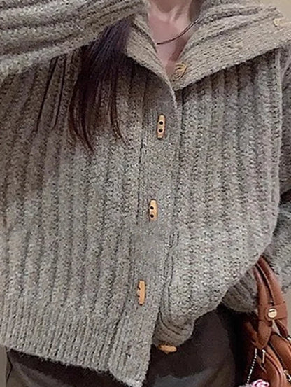 Elegant Loose Turtleneck Women'S Sweater 2025 Korean Style Vintage Cardigan Knitted Jackets Winter Casual Thickened Knitwear Top