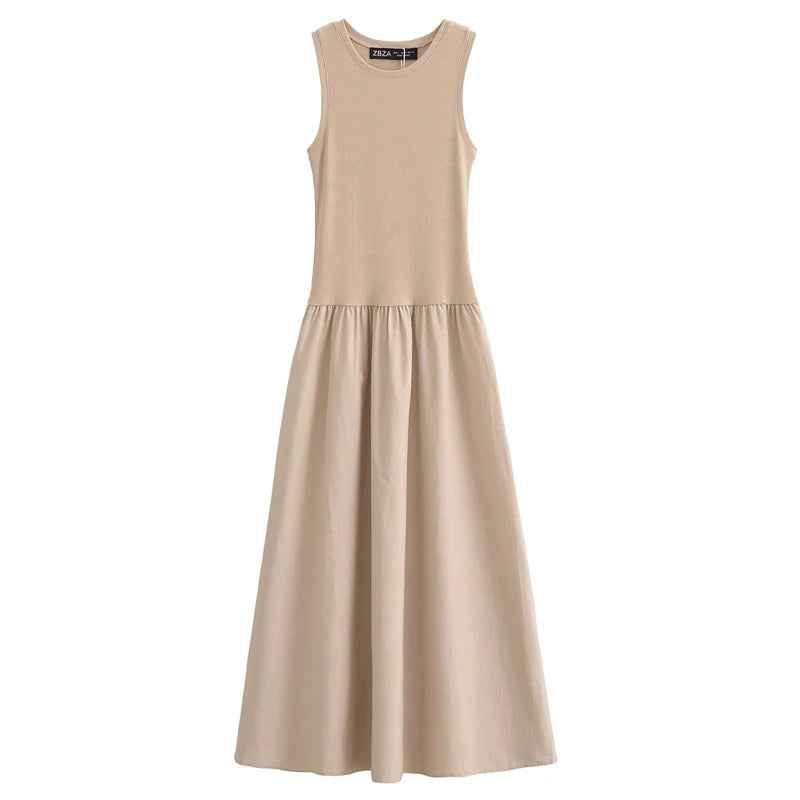 Womens Dresses Sleeveless Black Long Dress Bodycon Solid Knitted Dresses 2025 Woman Summer One Pieces Casual Midi Dresses