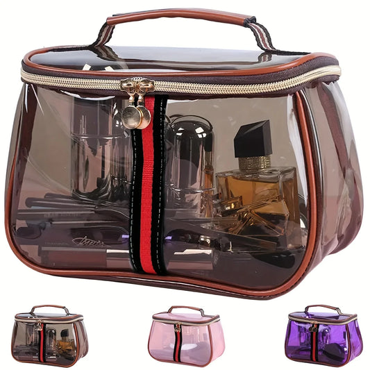 Transparent Large Capacity Women'S Makeup Bag Waterproof Gym Toiletry Bag Travel Portable Storage PVC Material Box Shape Gifts