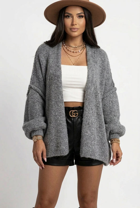 Women Oversized Knit Open Front Cardigan Long Sleeve Loose Casual Daily Streetwear Outerwear for Spring Autumn Wear