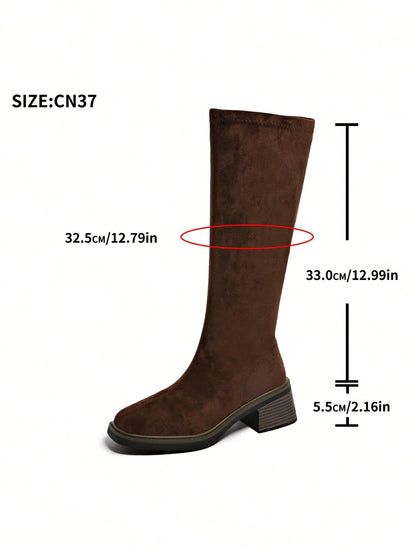 Fall/Winter New Mid-Heel Knee-High Riding Boots, Minimalist & Versatile Design for Women,Party