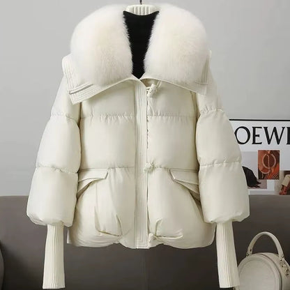 Women Winter down Cotton Jacket 2025 New Women Warm Thick Cotton Coat Larger Fur Collar Cotton Padded Jacket Women Parka Coat