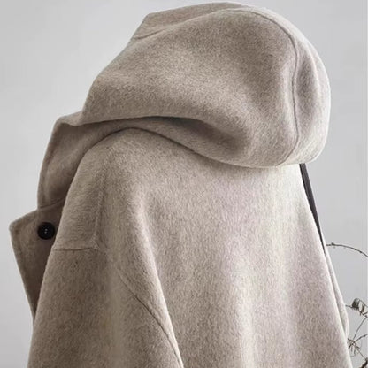 2026 New Style Khaki Color Hooded Woolen Jacket Women Autumn Winter Style Short Length Double-Sided Woolen Coat New Style