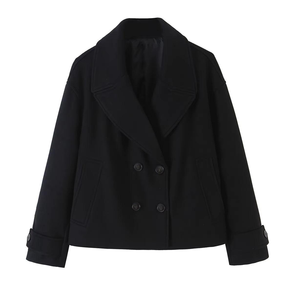Women Fashion Solid Double Breasted Trench Jackets Vintage Lapel Neck Long Sleeves Female Chic Lady Outfits