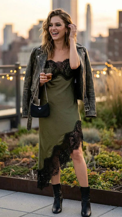 Women Fashion Lace Sling Midi Dress Sexy Backless Strapless Dresses Asymmetrical Hem Elegant Woman Club Party Evening Dress