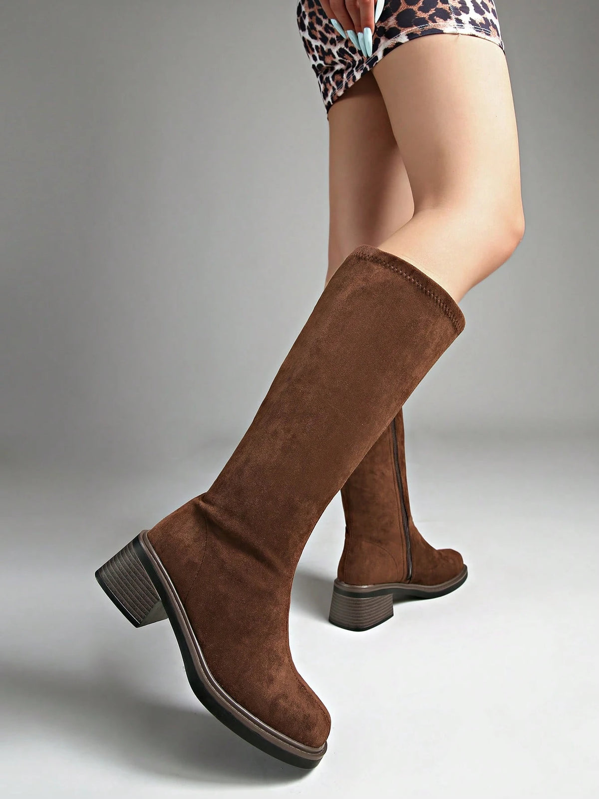 Fall/Winter New Mid-Heel Knee-High Riding Boots, Minimalist & Versatile Design for Women,Party