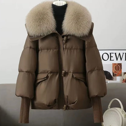Women Winter down Cotton Jacket 2025 New Women Warm Thick Cotton Coat Larger Fur Collar Cotton Padded Jacket Women Parka Coat