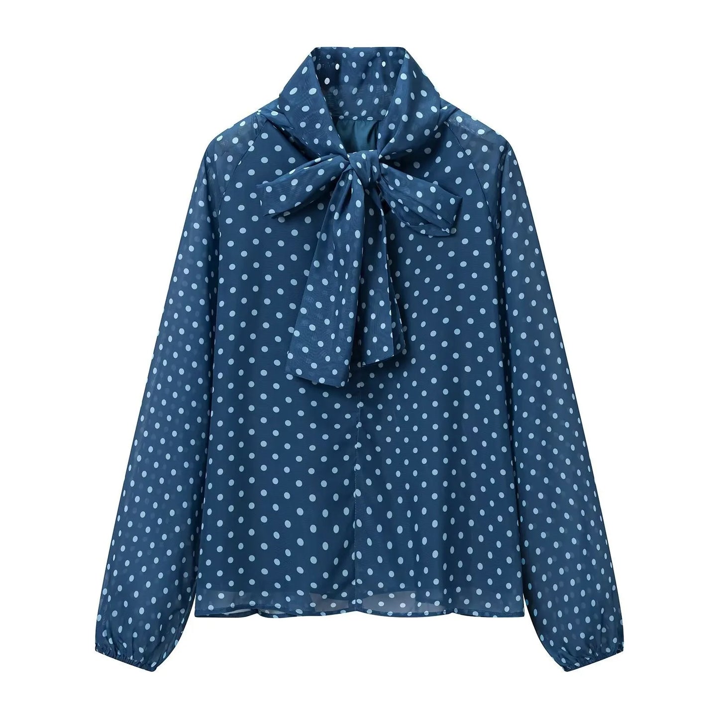 Elegant Loose Chiffon Polka Dot Shirts Women'S Lace-Up Blouses Female Shirt Casual Classic Tops Blouse White Black Brown Autumn