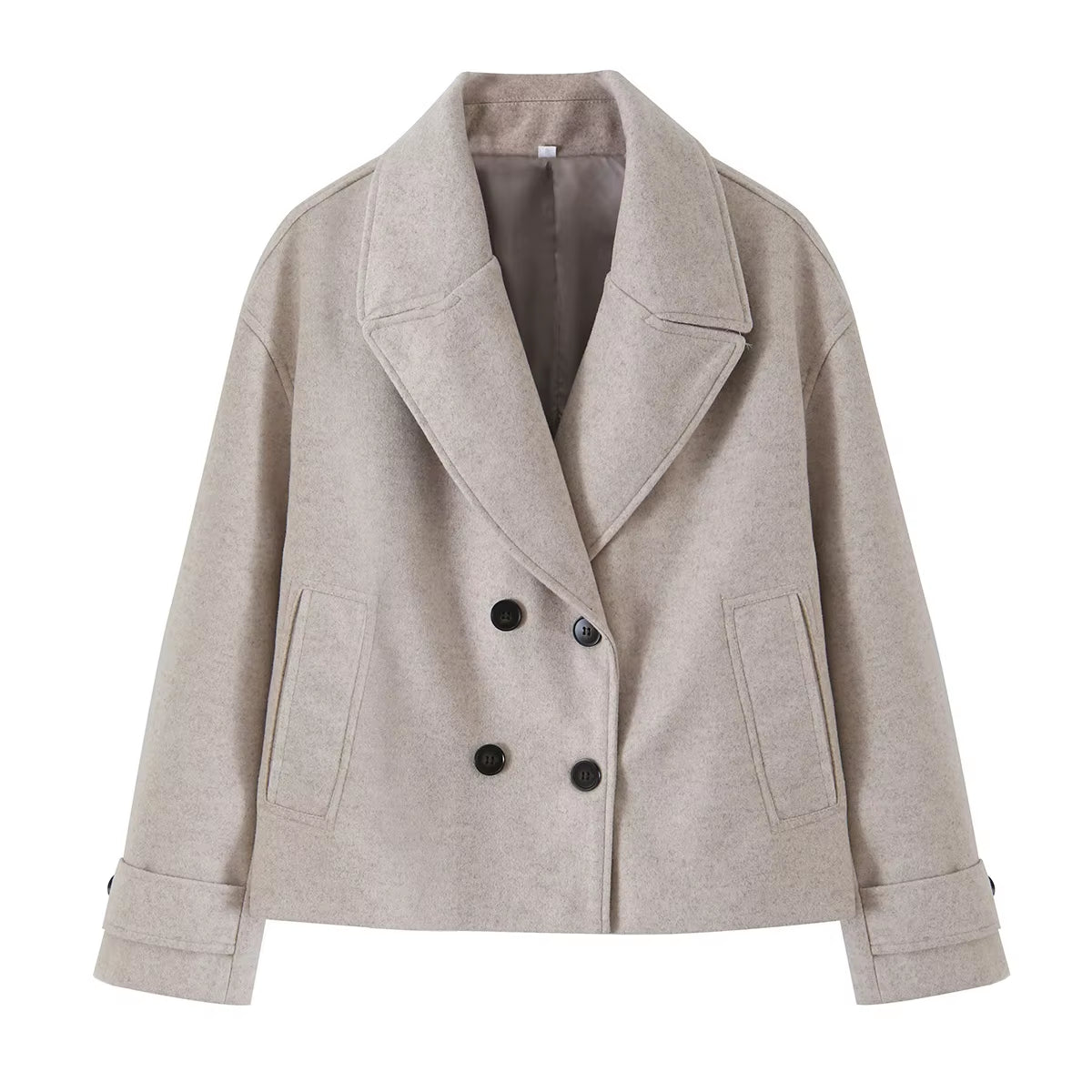 Women Fashion Solid Double Breasted Trench Jackets Vintage Lapel Neck Long Sleeves Female Chic Lady Outfits