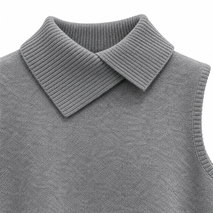 Knitted Lapel Tank Top