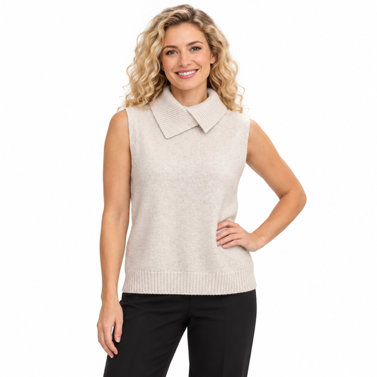 Knitted Lapel Tank Top