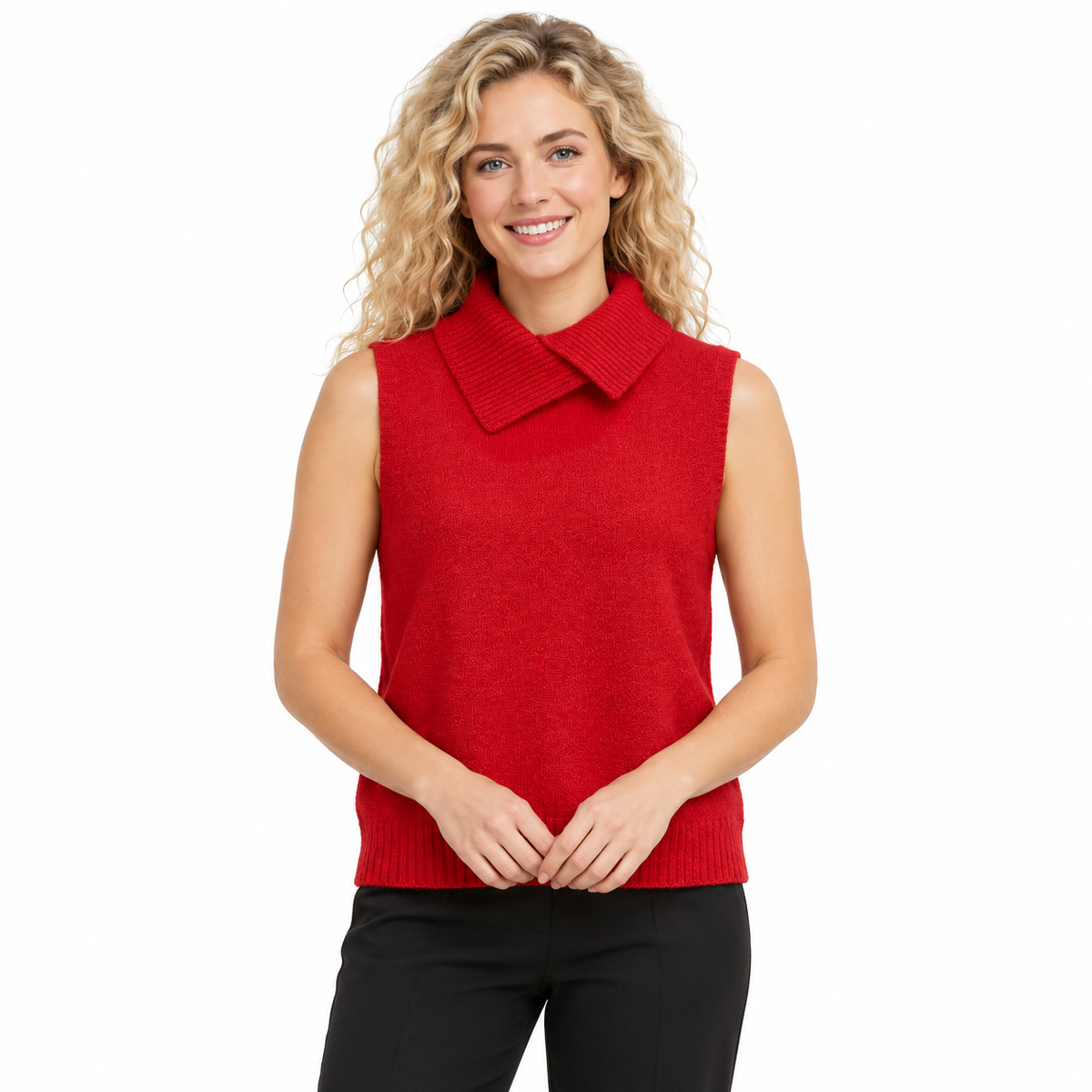 Knitted Lapel Tank Top