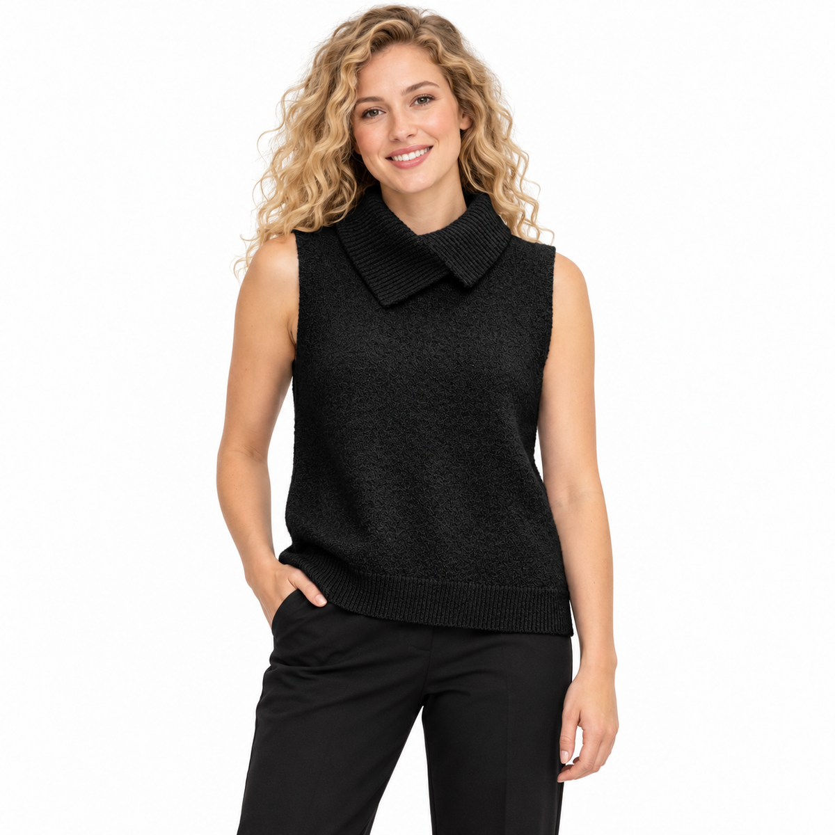Knitted Lapel Tank Top