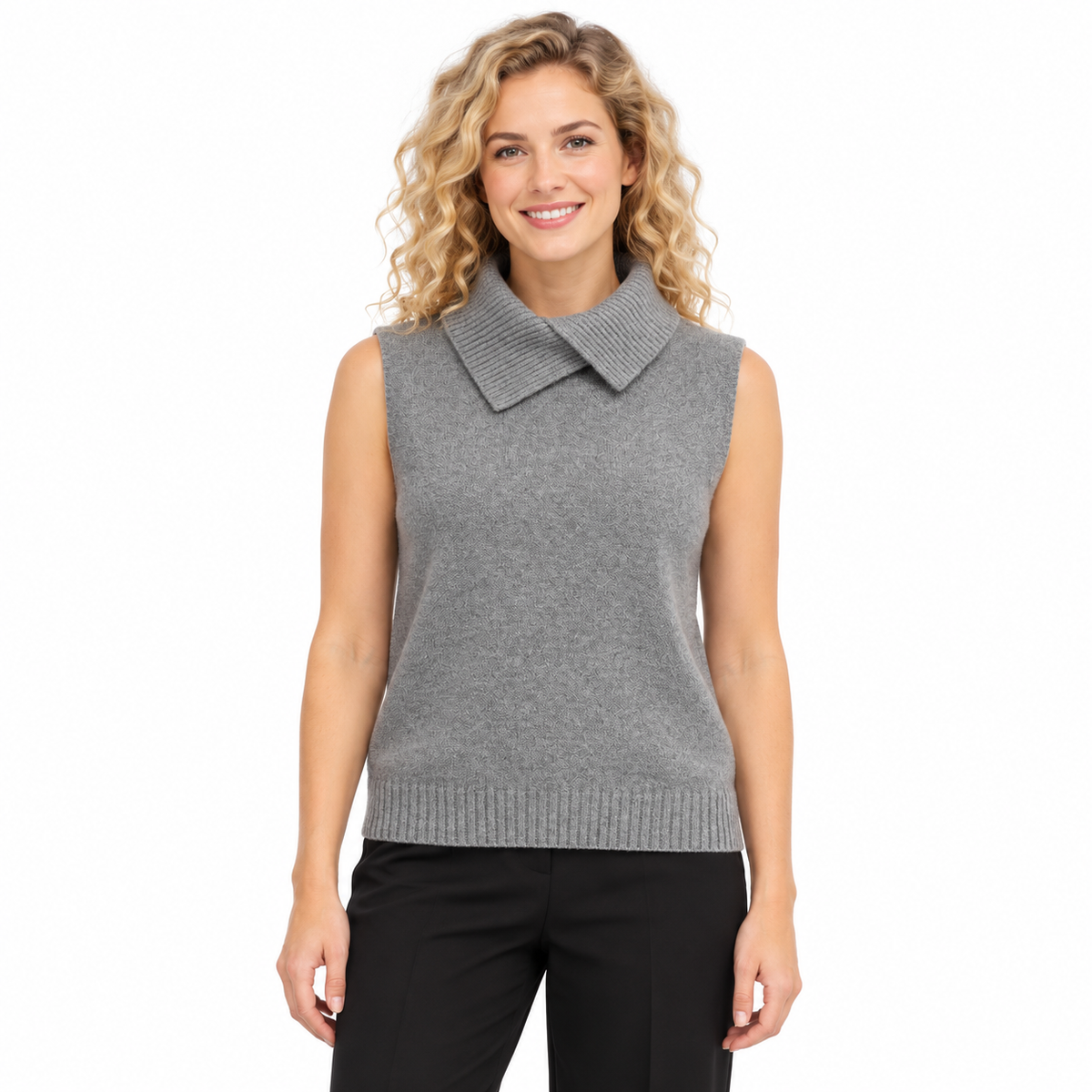 Knitted Lapel Tank Top
