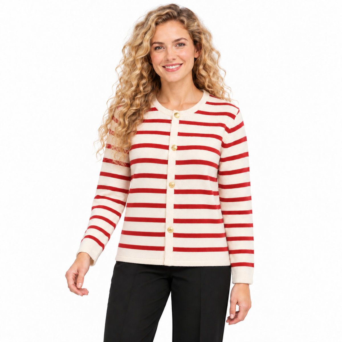 Stripe Knit Cropped Cardigan