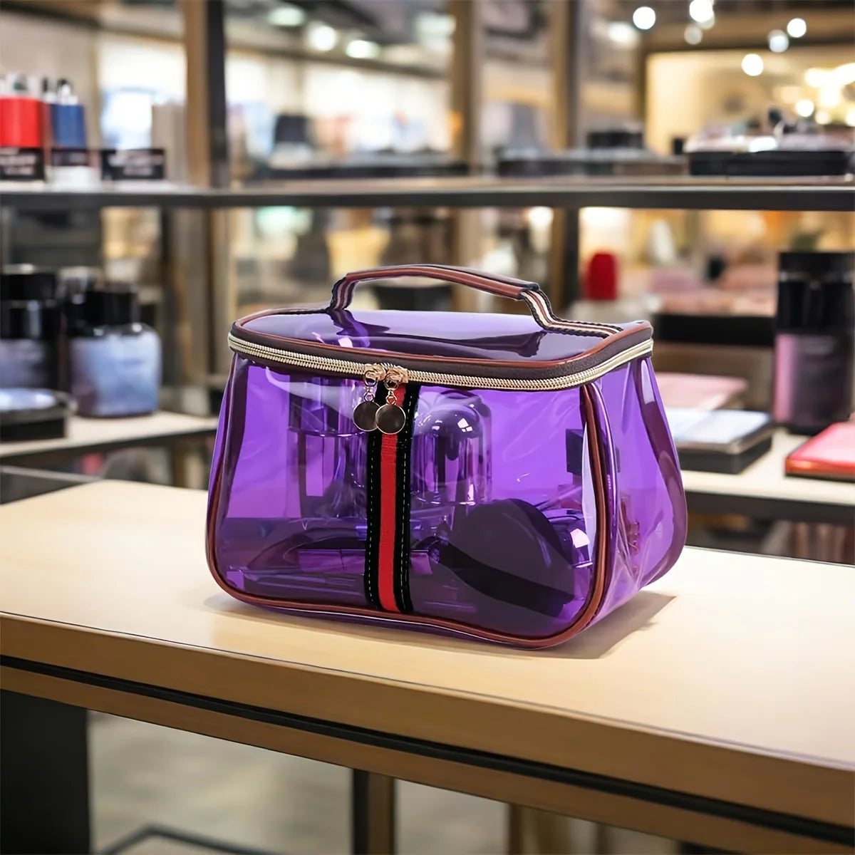Transparent Large Capacity Women'S Makeup Bag Waterproof Gym Toiletry Bag Travel Portable Storage PVC Material Box Shape Gifts