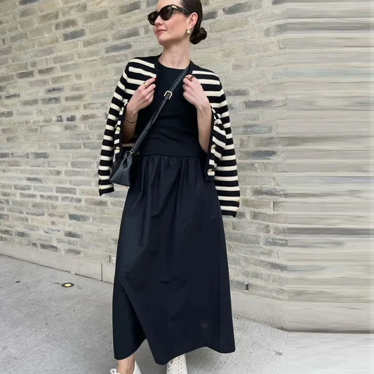 Womens Dresses Sleeveless Black Long Dress Bodycon Solid Knitted Dresses 2025 Woman Summer One Pieces Casual Midi Dresses