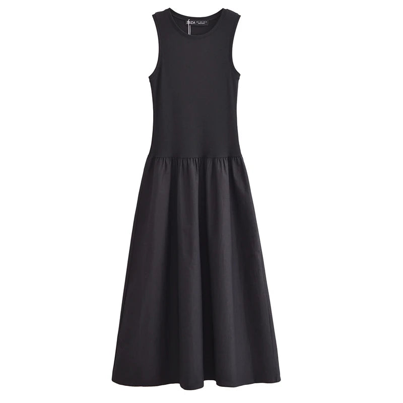 Womens Dresses Sleeveless Black Long Dress Bodycon Solid Knitted Dresses 2025 Woman Summer One Pieces Casual Midi Dresses