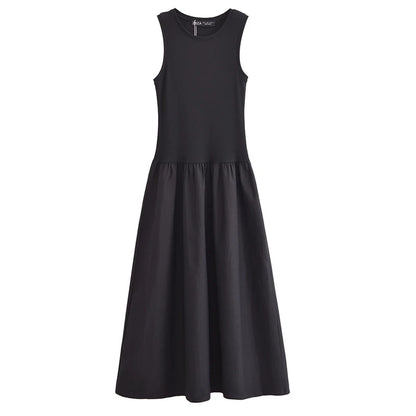 Womens Dresses Sleeveless Black Long Dress Bodycon Solid Knitted Dresses 2025 Woman Summer One Pieces Casual Midi Dresses