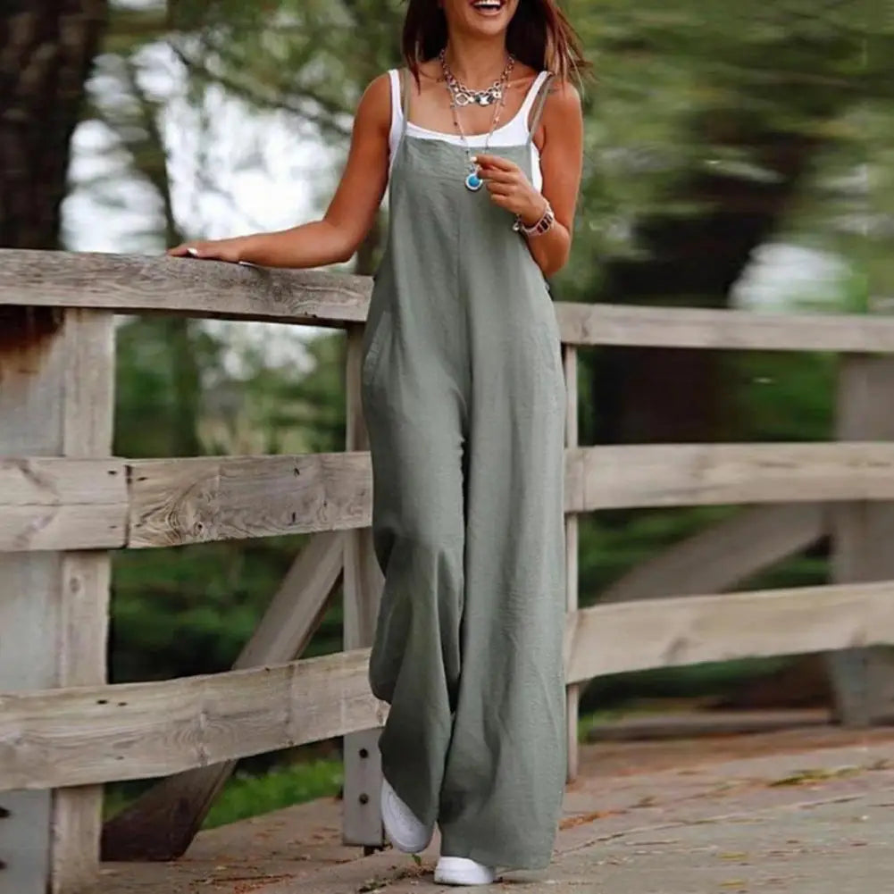 Cotton Blend plus Size Jumpsuit Women 2023 Autumncasual Solid Overalls Bodysuits Oversized Wide Leg Pants Female Clothing Rompe