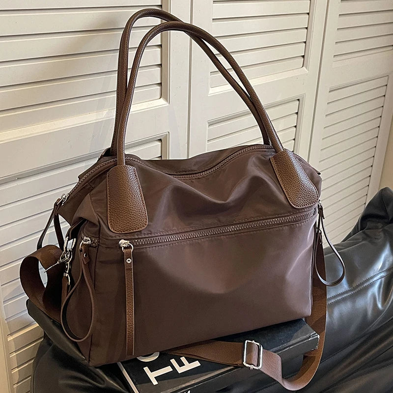 Vintage Nylon Women Shoulder Bag Large Capacity Waterproof Shoulder Bag Daily Commuting Handbag Travel Totes Bags Female Purses