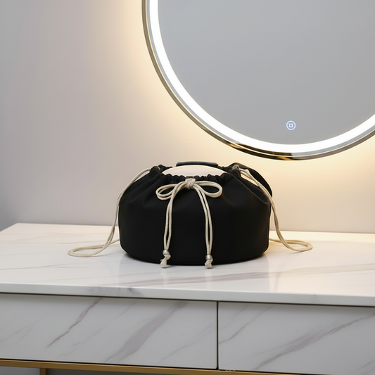 Black Drawstring Makeup Bag – Clean Version