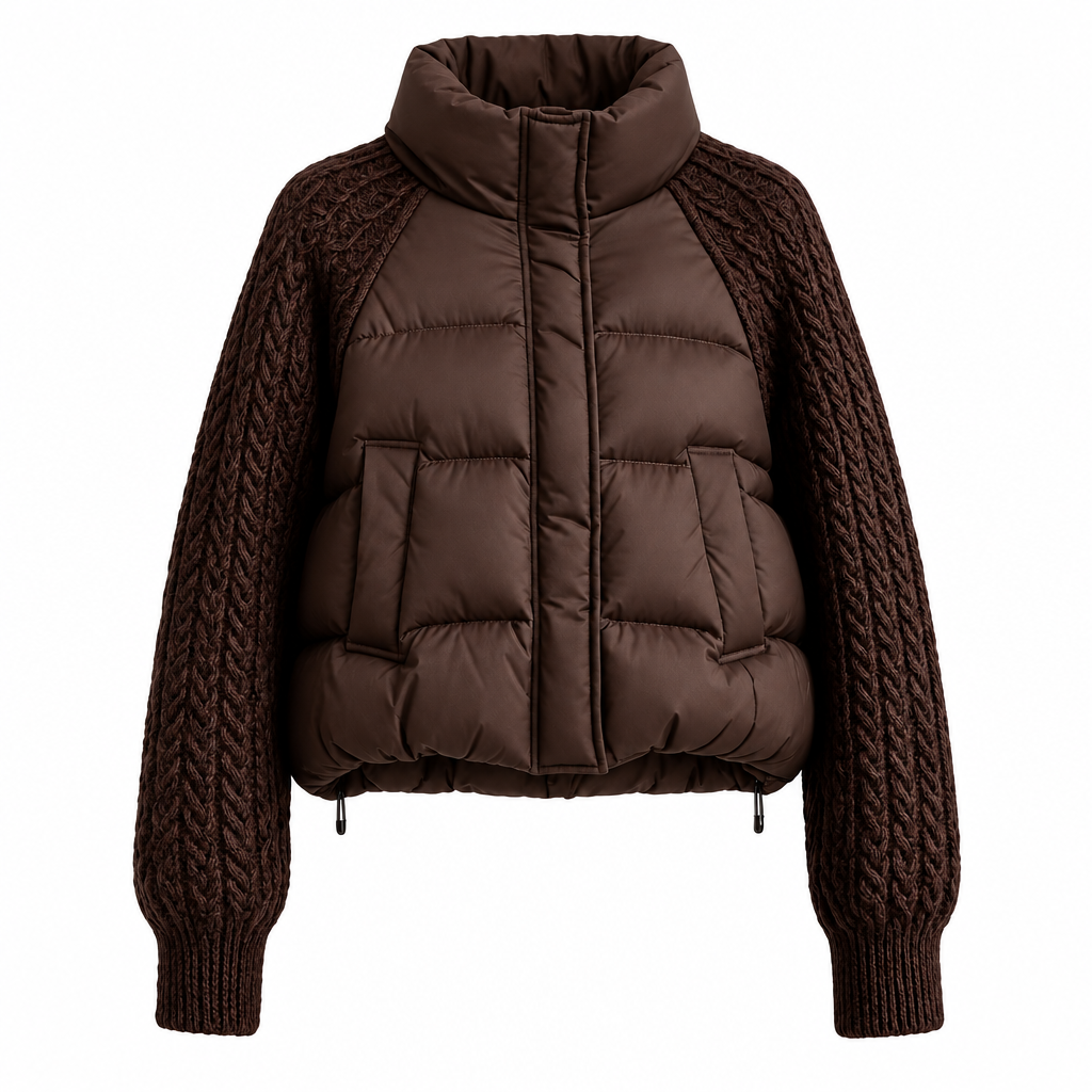 Brown jacket without hanger on white background
