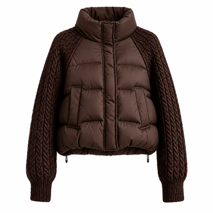 Brown jacket without hanger on white background