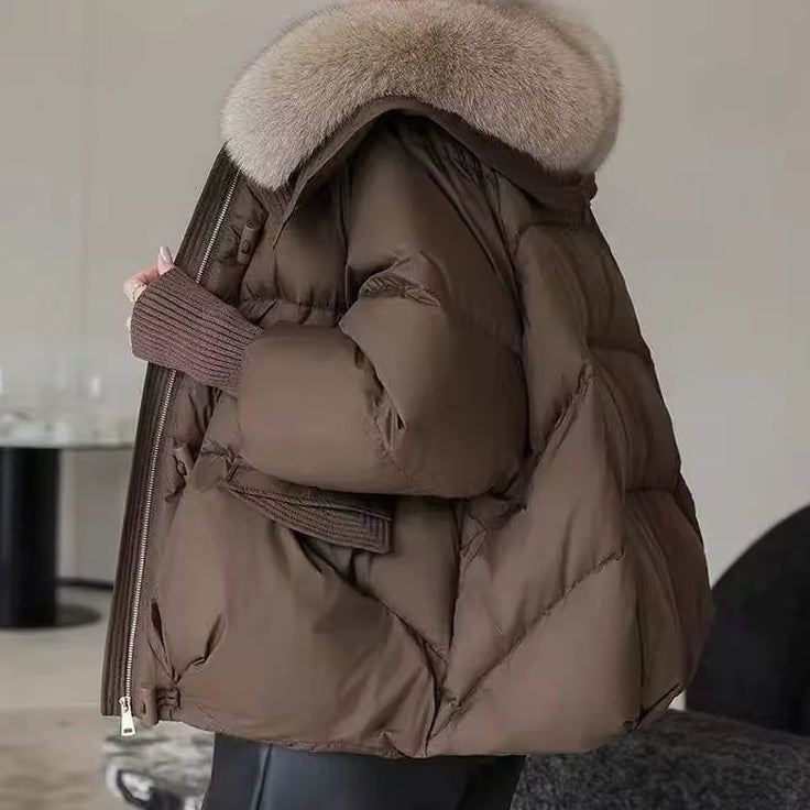 Women Winter down Cotton Jacket 2025 New Women Warm Thick Cotton Coat Larger Fur Collar Cotton Padded Jacket Women Parka Coat
