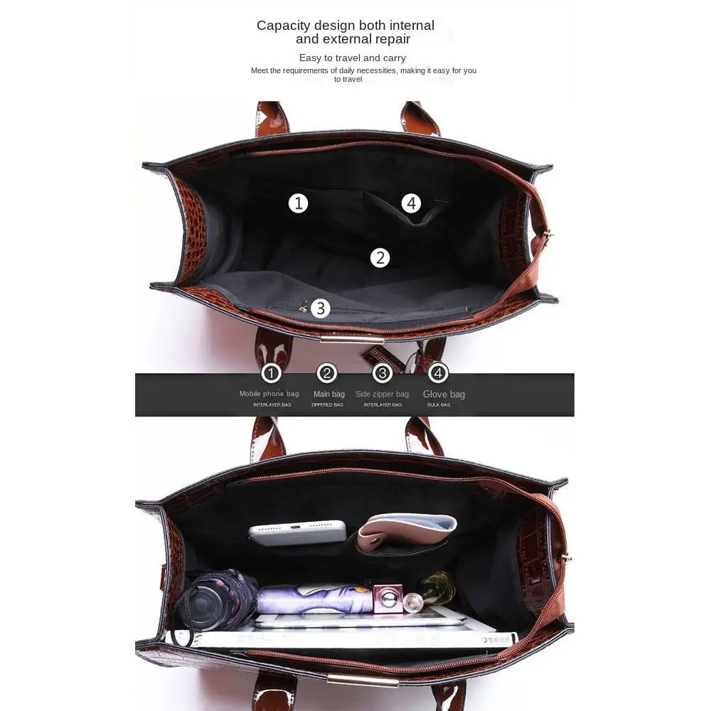 Fashion Crocodile Print Tote Bags Large Capacity Adjustable Strap Crossbody Bags Luxury Designer Handbags Purse Gift