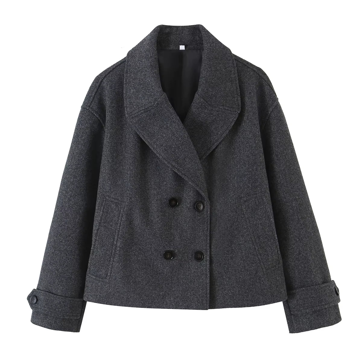 Women Fashion Solid Double Breasted Trench Jackets Vintage Lapel Neck Long Sleeves Female Chic Lady Outfits