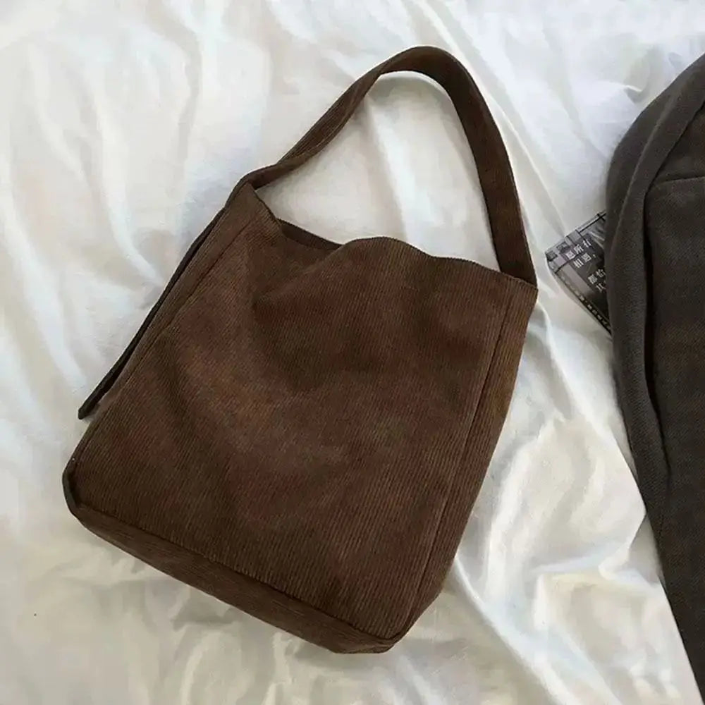 Shoulder Shopper Bag Large Corduroy Travel Essentials Handbags Cotton Cloth Canvas Tote Women'S Bag Fashion Reusable Pouch