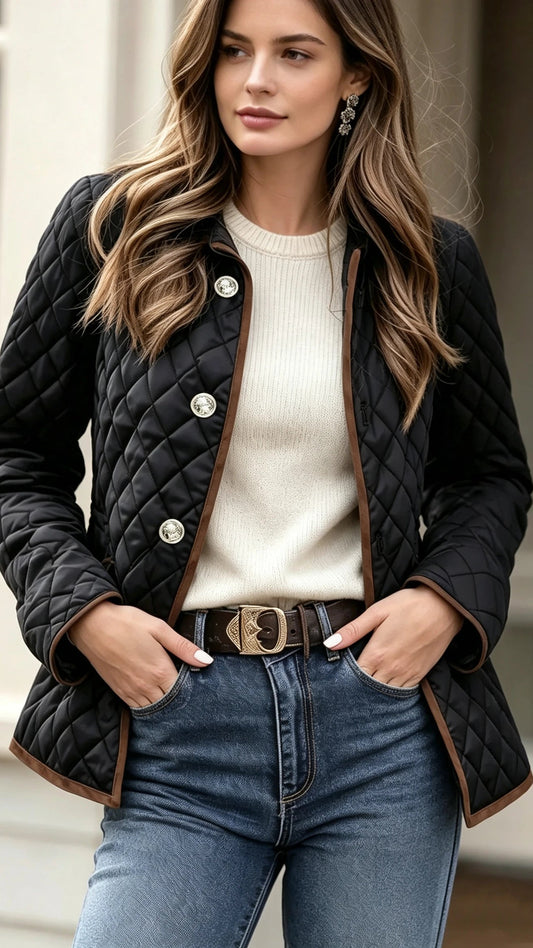 Ladies Classic Autumn Winter Plaid Cotton Jacket Short Quilted Coat Original Stitching Cotton Clothing Outerwear