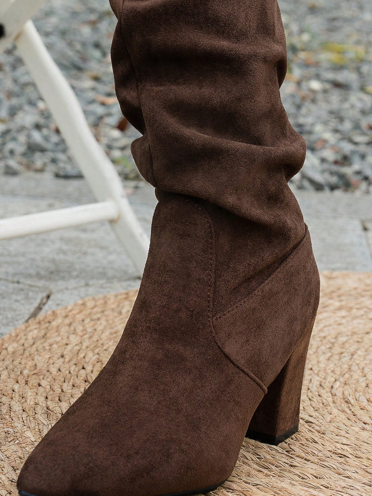 Fall/Winter Women'S Fashion Pointed Toe Pleated High Heel Boots