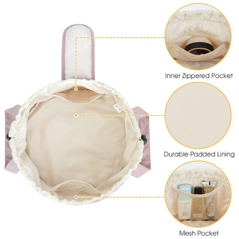 Barrel Drawstring Makeup Bag Large Capacity Women'S Cosmetic Bag Toiletries Organizer Pouch Lady Travel Storage Case