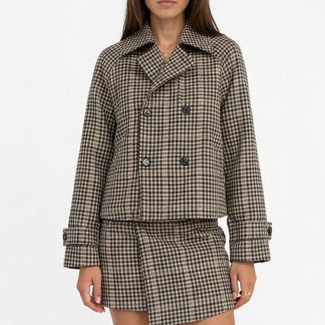 Fashion Plaid Coats Women'S Loose Double Breasted Long Sleeves Loose Jacket 2026 Spring Lady New Casual Elegant Outerwear