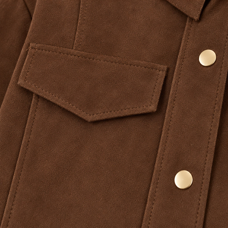 Faux Suedet Jacket — brown texture fabric close-up