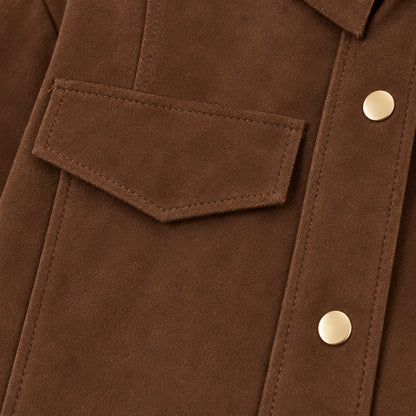 Faux Suedet Jacket — brown texture fabric close-up