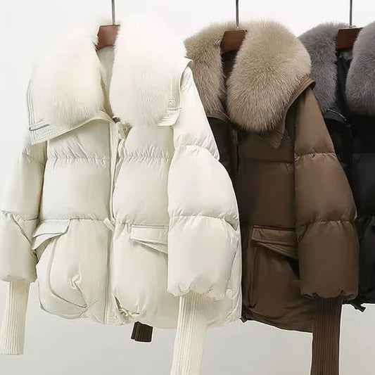 Women Winter down Cotton Jacket 2025 New Women Warm Thick Cotton Coat Larger Fur Collar Cotton Padded Jacket Women Parka Coat